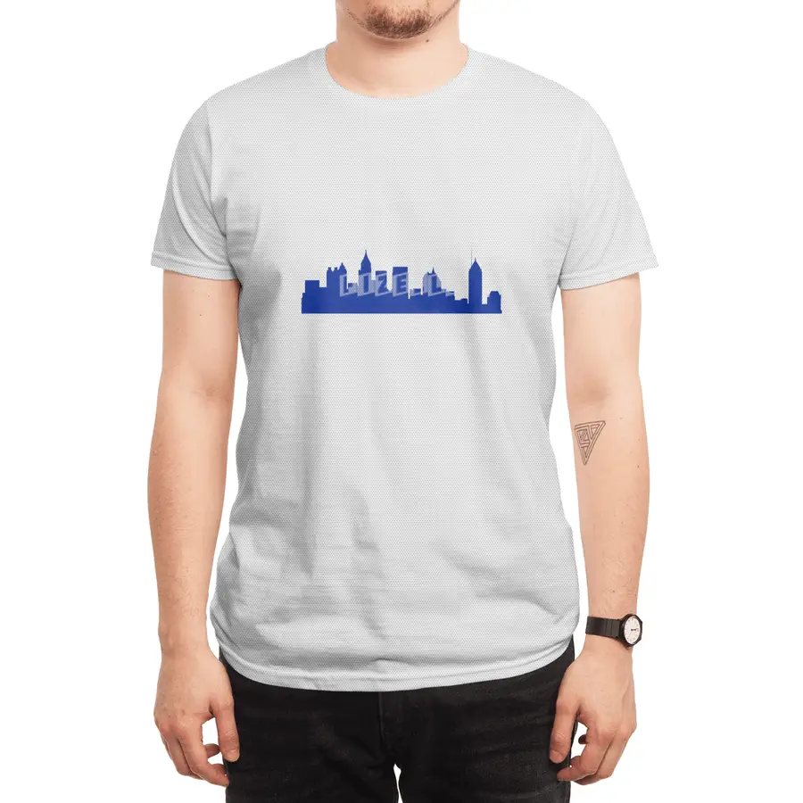 Atlanta City Skyline Silhouette and Distressed American Flag Spor T-Shirt