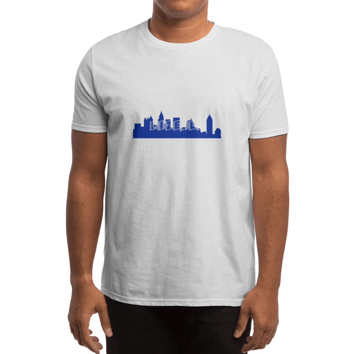 Atlanta City Skyline Silhouette and Distressed American Flag Spor T-Shirt