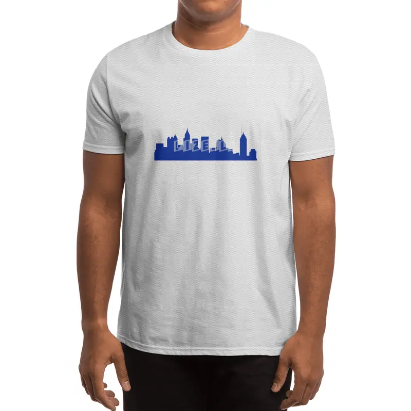 Atlanta City Skyline Silhouette and Distressed American Flag Spor T-Shirt