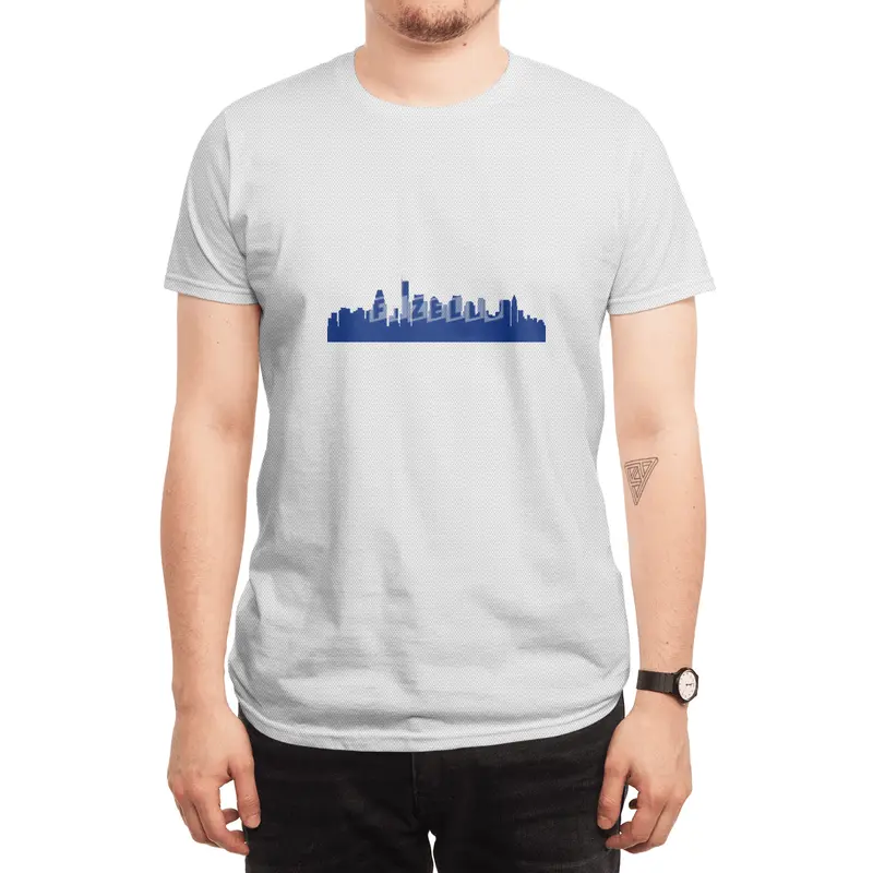 Boston Skyline Silhouette on Distressed American Flag Spor T-Shirt