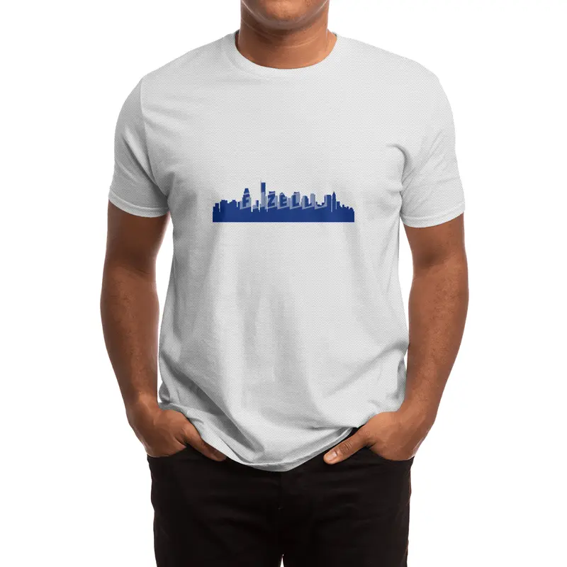 Boston Skyline Silhouette on Distressed American Flag Spor T-Shirt