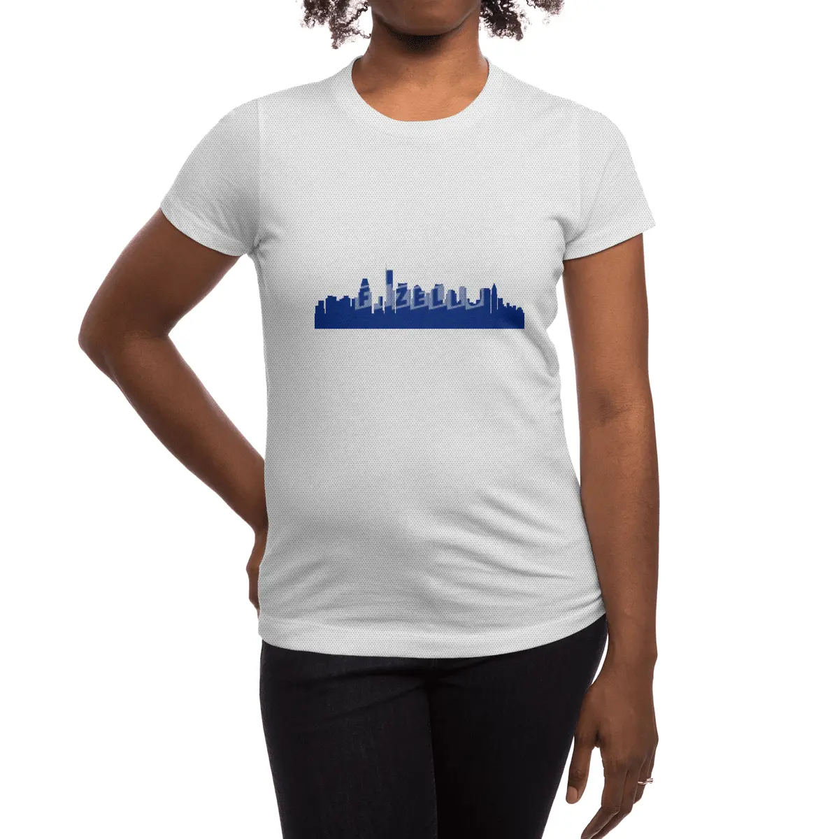Boston Skyline Silhouette on Distressed American Flag Spor T-Shirt