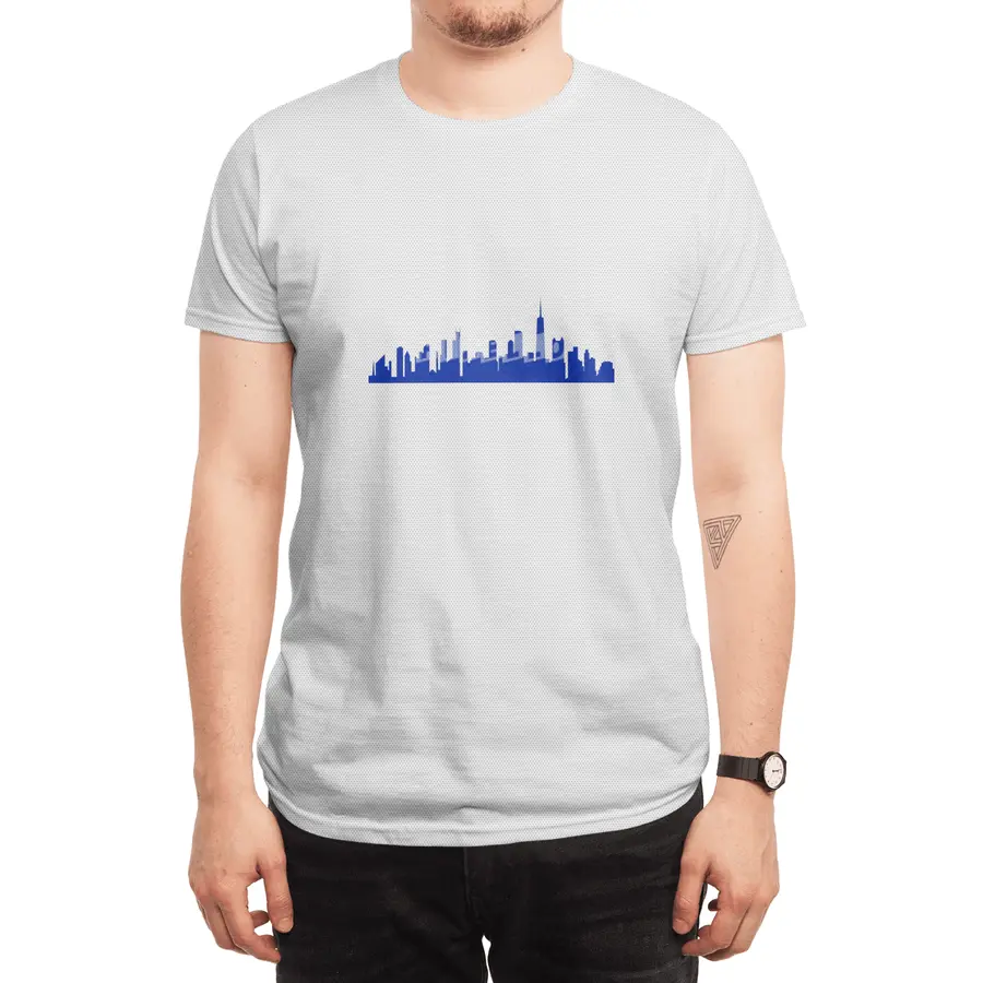 Chicago Skyline Silhouette on Distressed American Flag Spor T-Shirt