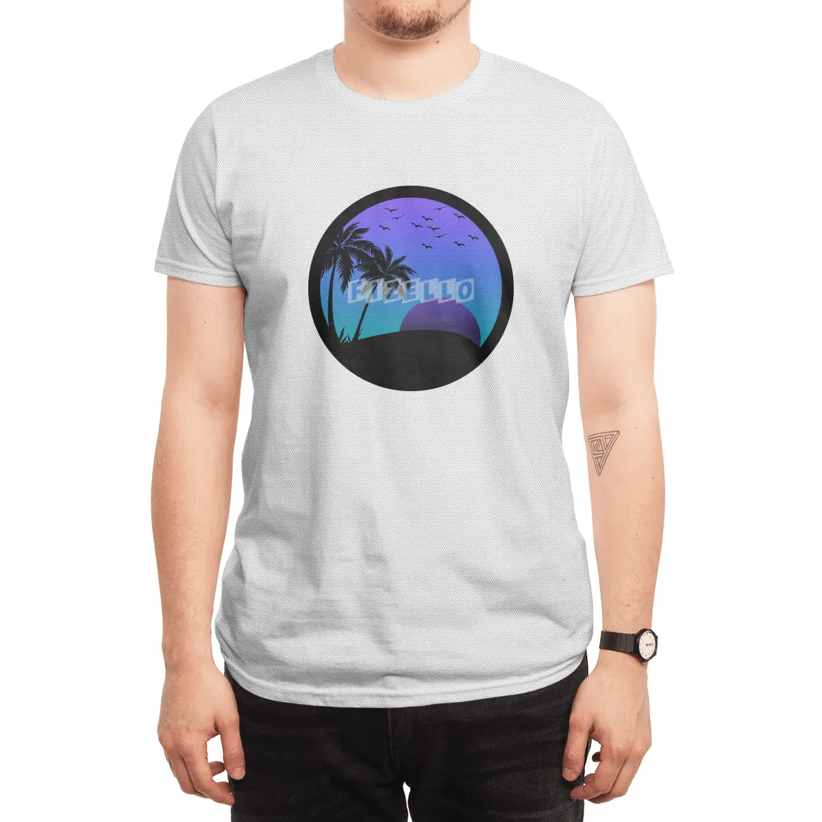 Beach Side Silhouette - Purple/Blue Spor T-Shirt