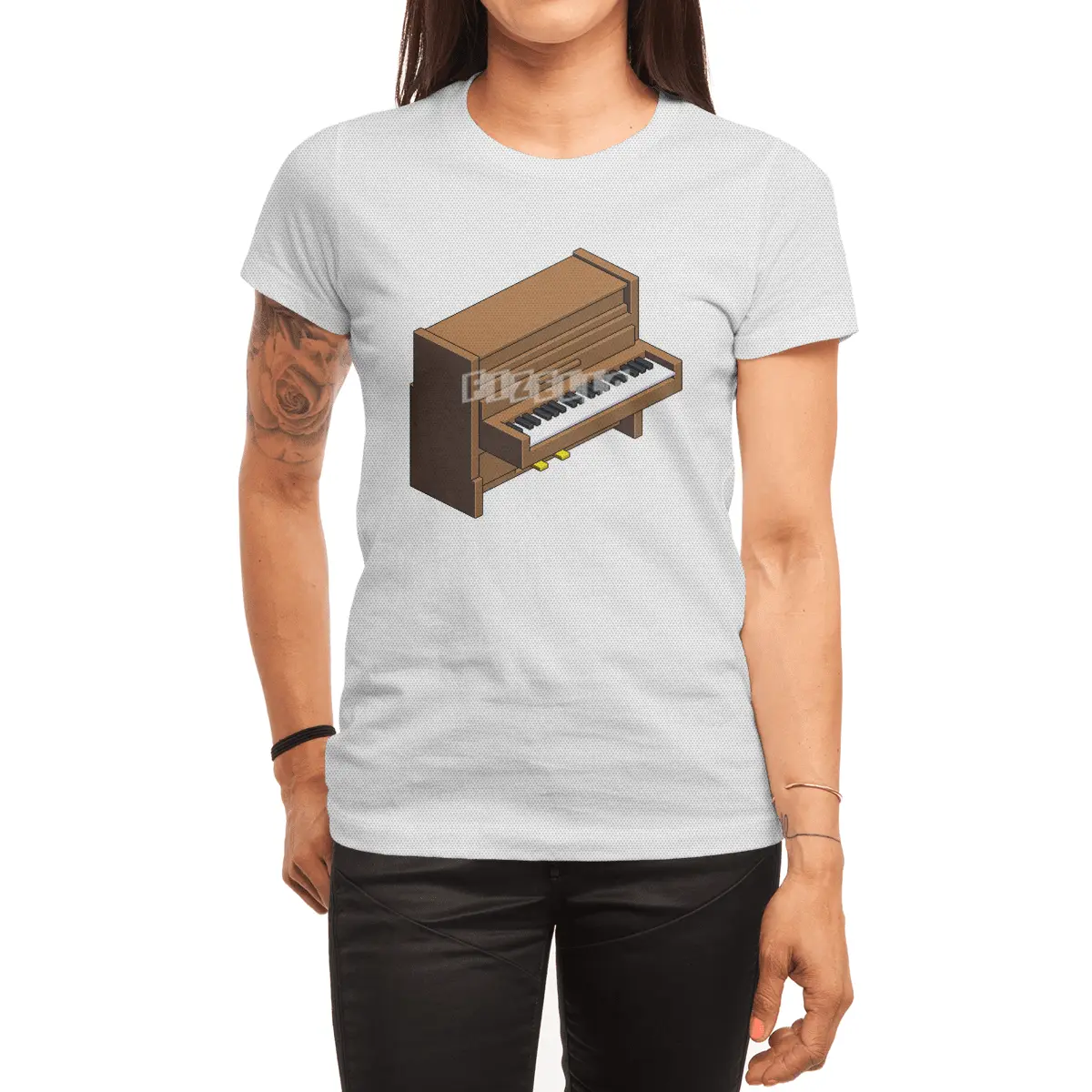 Classic wooden piano pixel art Spor T-Shirt