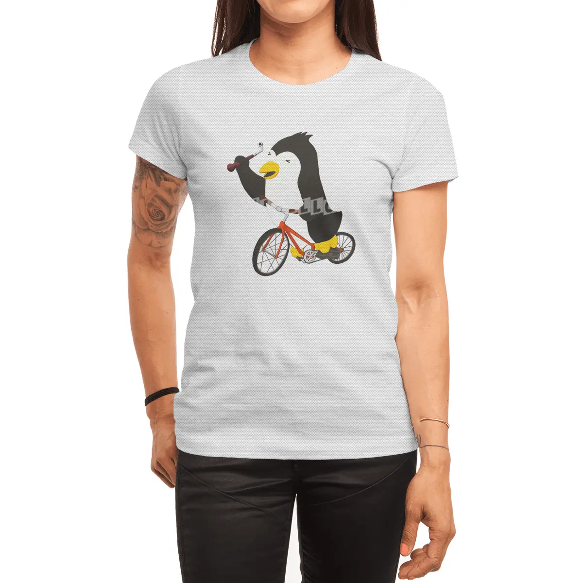Cycling Penguin (w/ Piano Tuning Lever) Spor T-Shirt