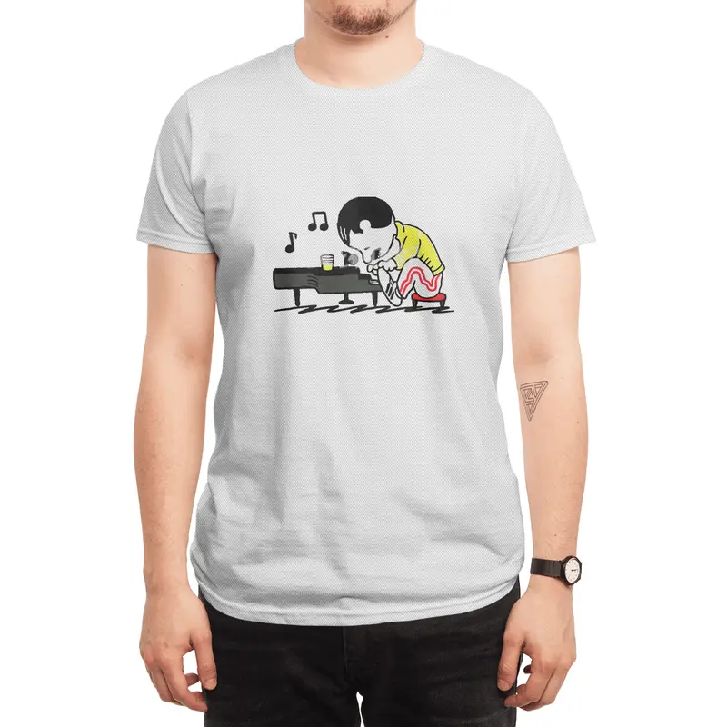 men piano favorite meme drink music Spor T-Shirt