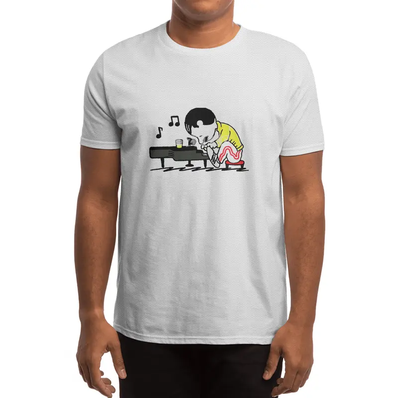 men piano favorite meme drink music Spor T-Shirt