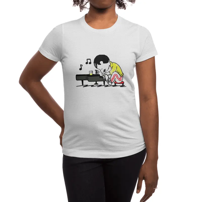 men piano favorite meme drink music Spor T-Shirt