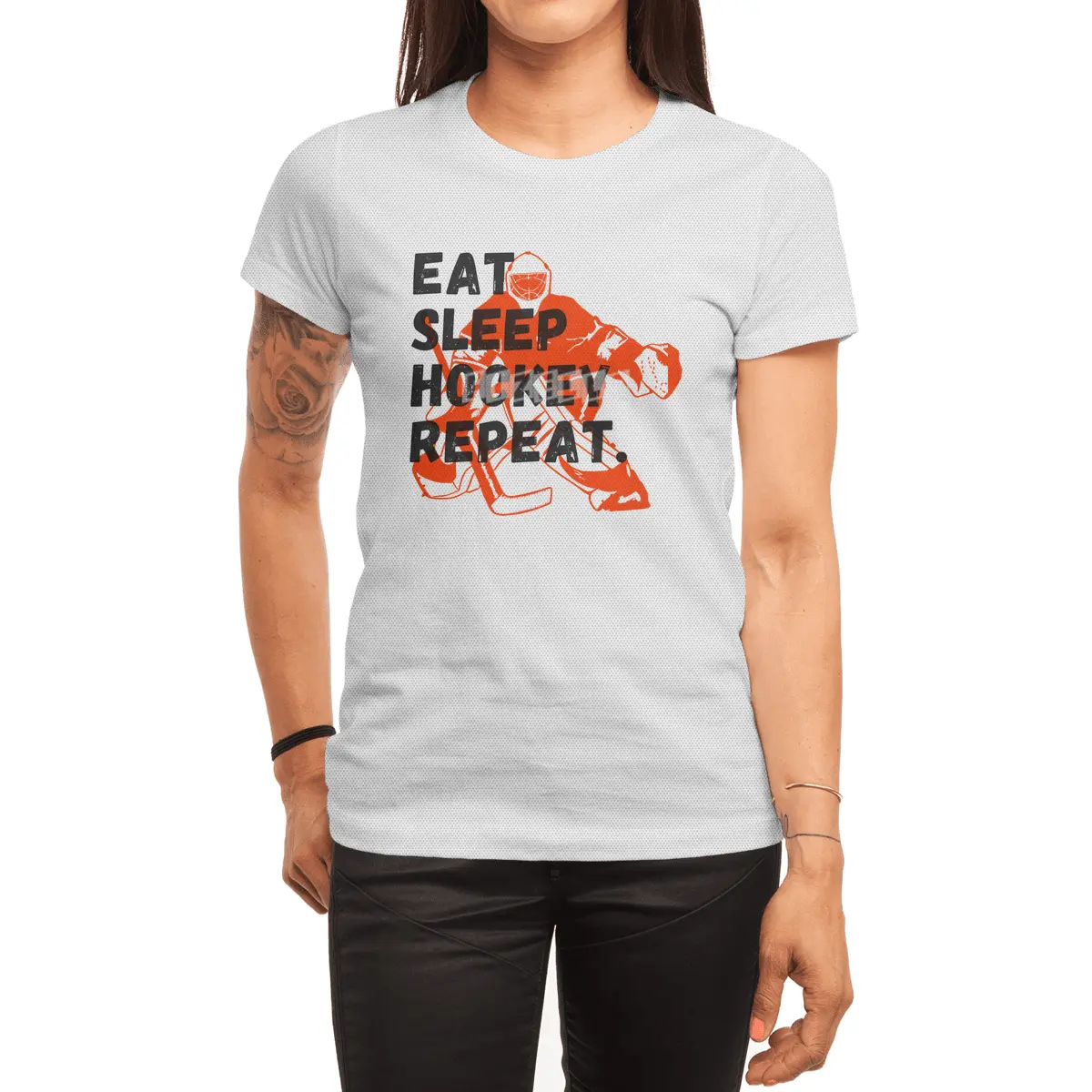 vintage distressed eat sleep ice hockey repeat sports lovers, players, fans and coaches graphic Spor T-Shirt