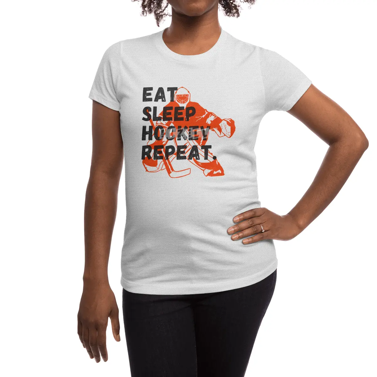 vintage distressed eat sleep ice hockey repeat sports lovers, players, fans and coaches graphic Spor T-Shirt