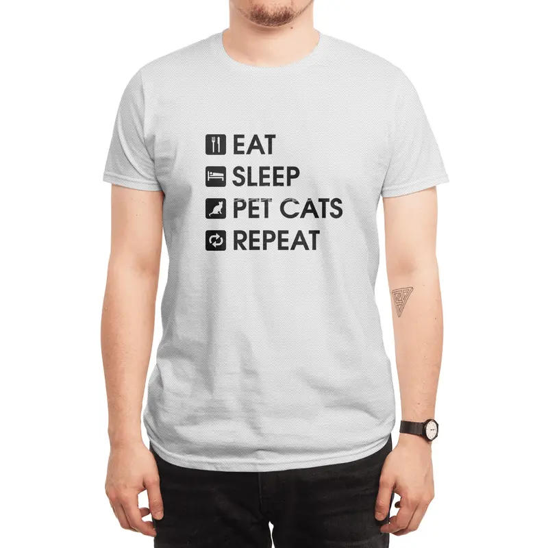 Pink Stars: Eat Sleep Pet Cats Repeat Spor T-Shirt