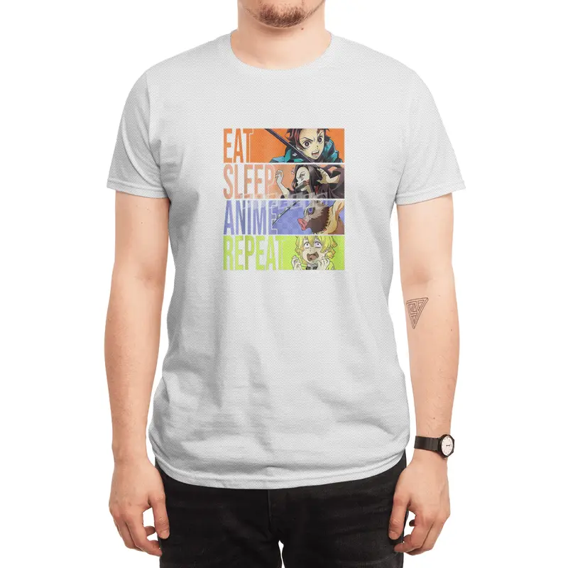 Graphic Slayer Demon Anime Eat Sleep Anime Repeat T-Shirt Spor T-Shirt