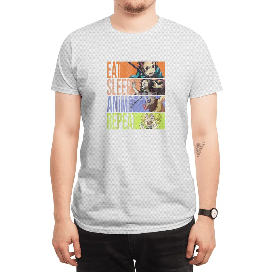 Graphic Slayer Demon Anime Eat Sleep Anime Repeat T-Shirt Spor T-Shirt