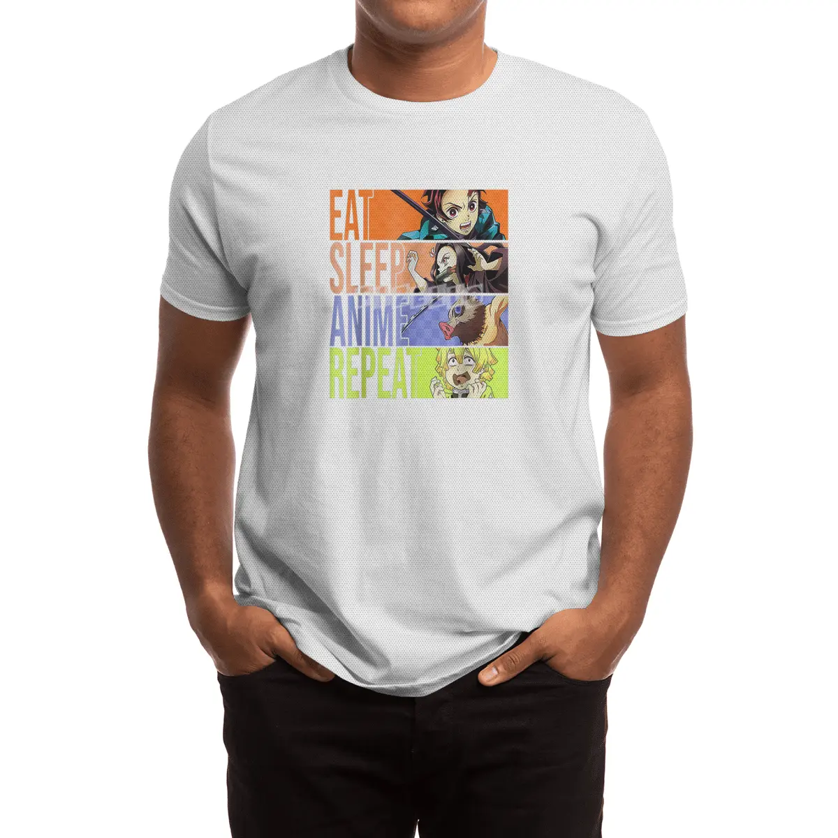 Graphic Slayer Demon Anime Eat Sleep Anime Repeat T-Shirt Spor T-Shirt