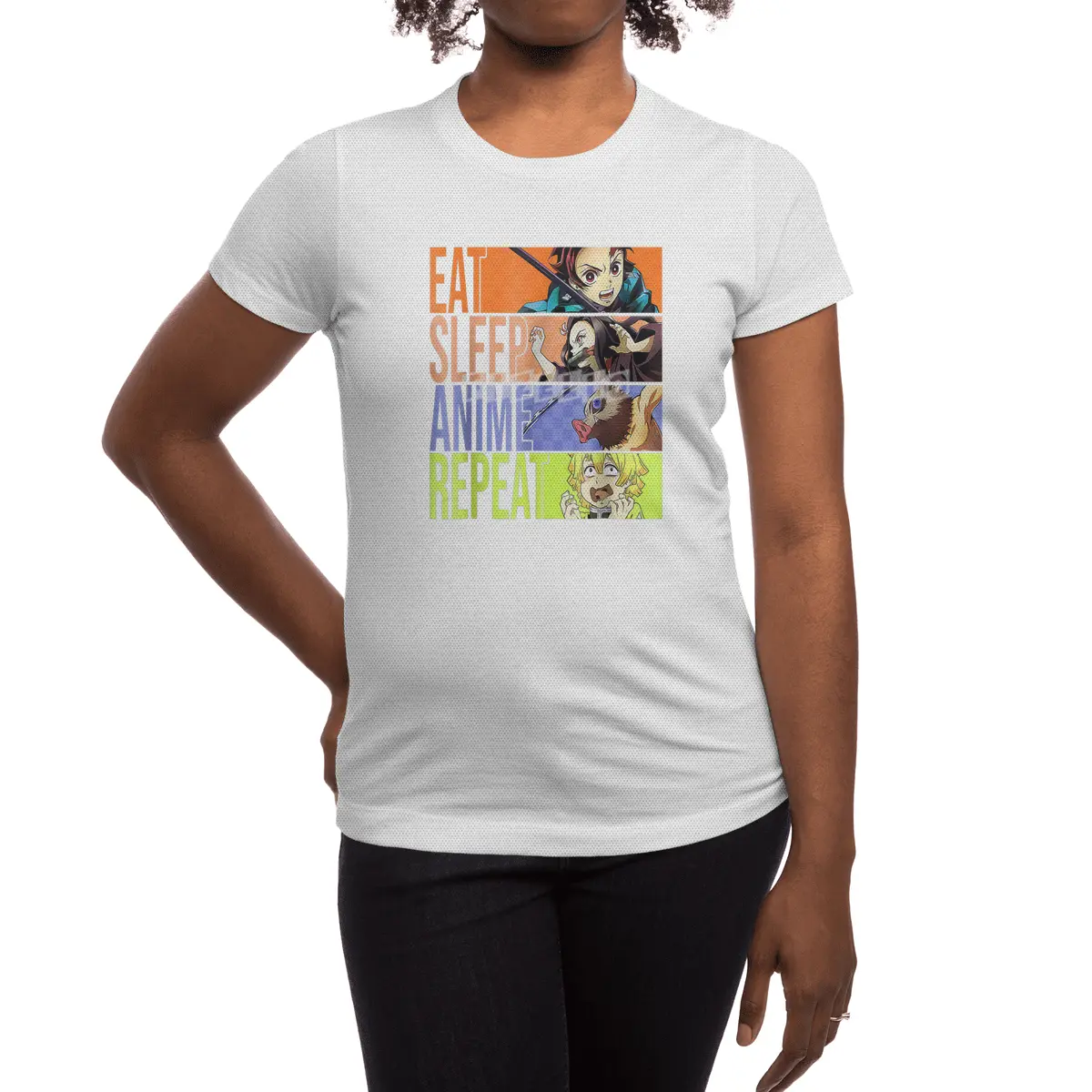 Graphic Slayer Demon Anime Eat Sleep Anime Repeat T-Shirt Spor T-Shirt