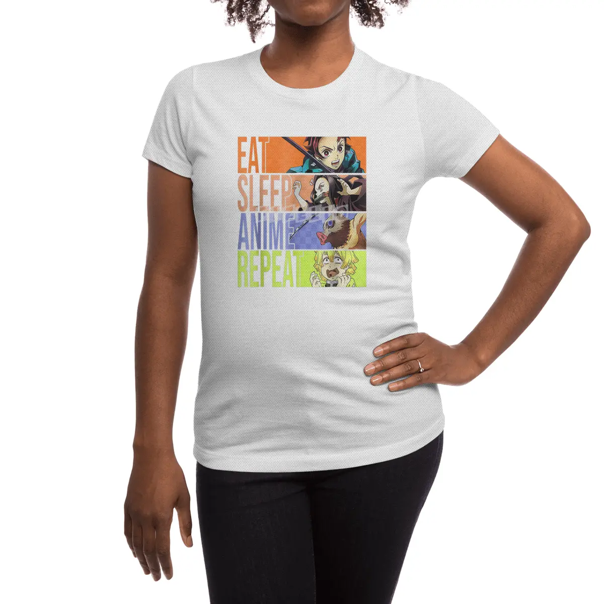 Graphic Slayer Demon Anime Eat Sleep Anime Repeat T-Shirt Spor T-Shirt