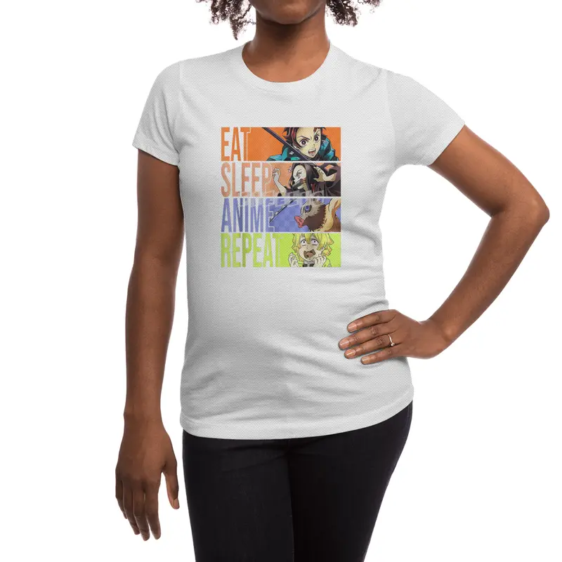 Graphic Slayer Demon Anime Eat Sleep Anime Repeat T-Shirt Spor T-Shirt