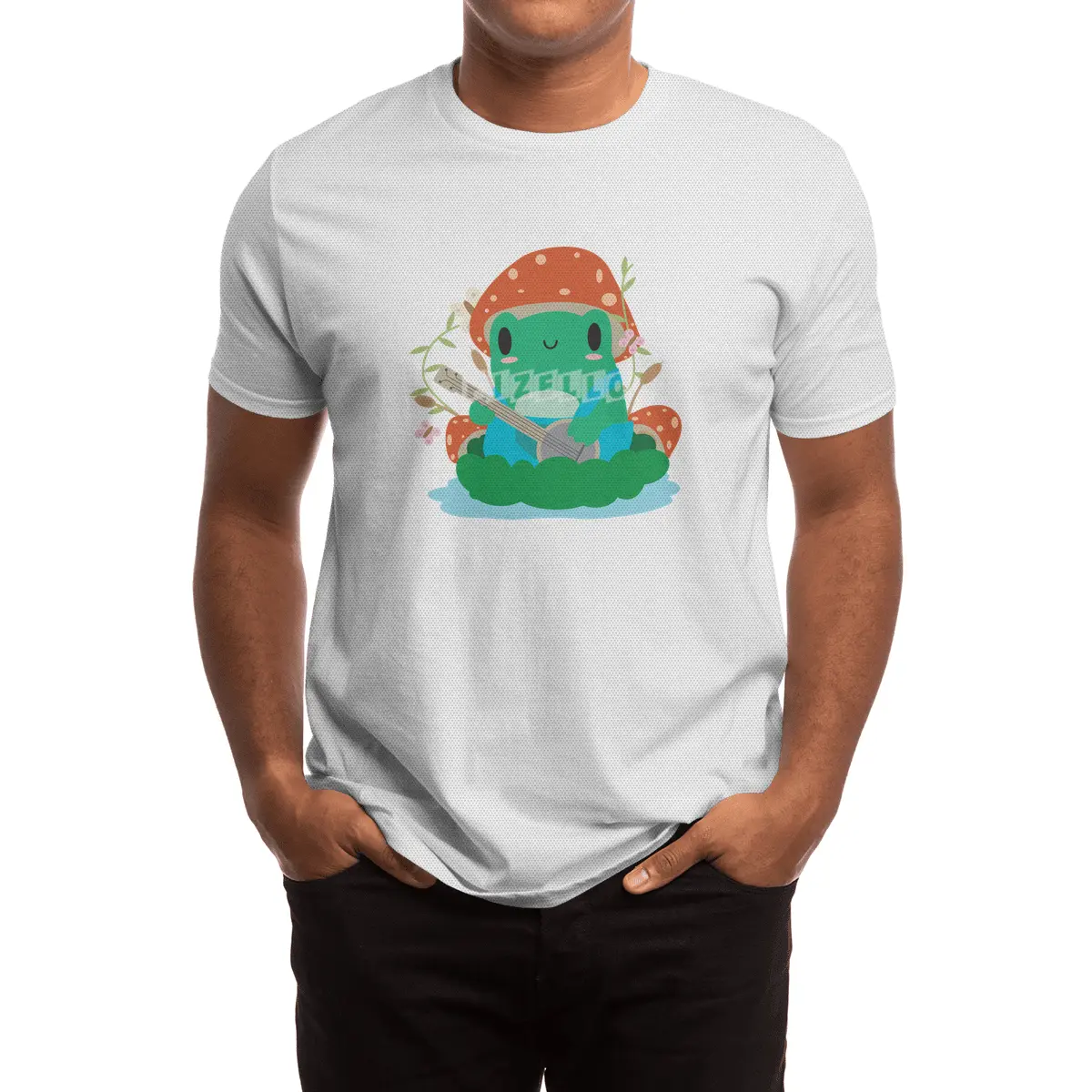 Cottagecore Aesthetic Frog Mushroom Hat Banjo Kawaii Spor T-Shirt