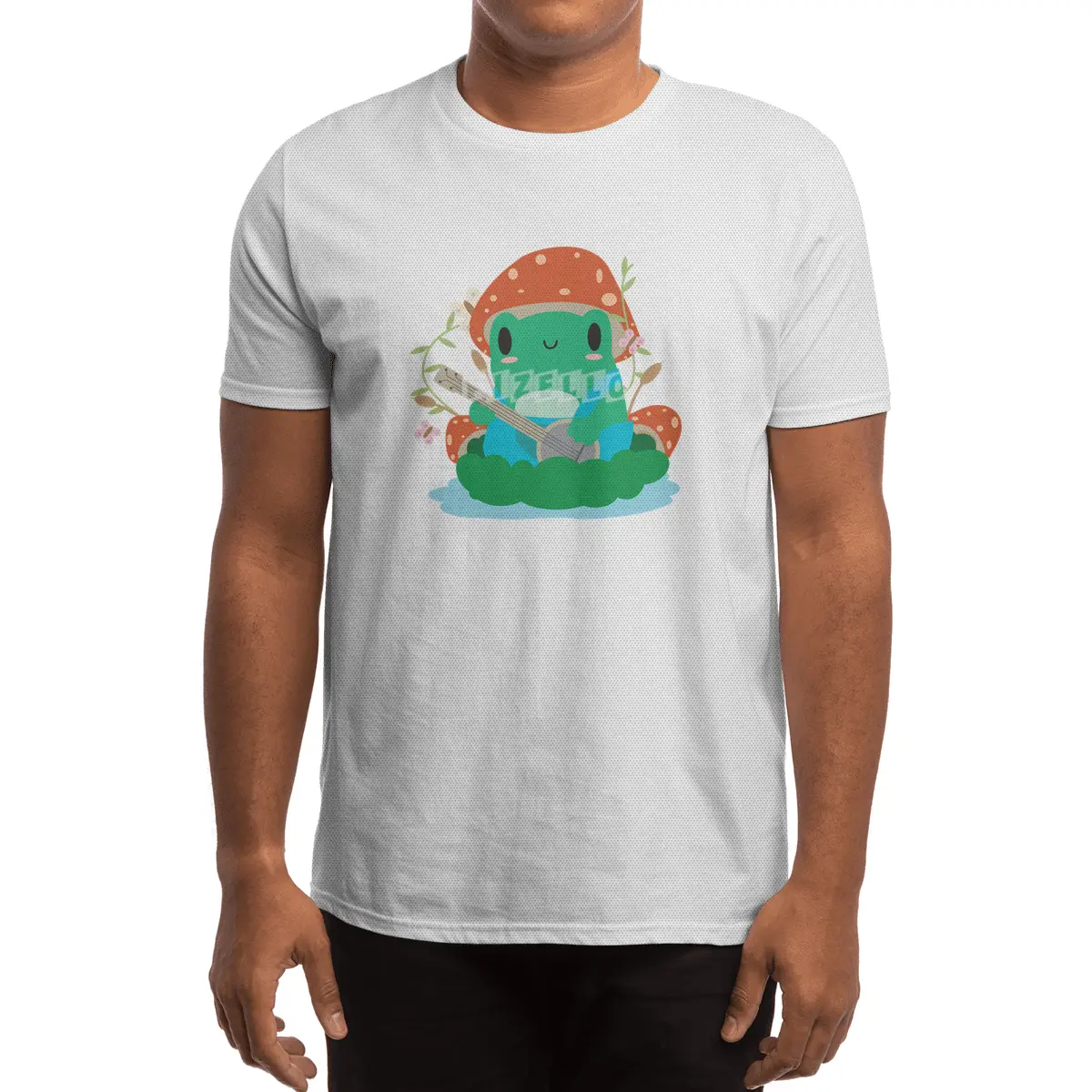 Cottagecore Aesthetic Frog Mushroom Hat Banjo Kawaii Spor T-Shirt