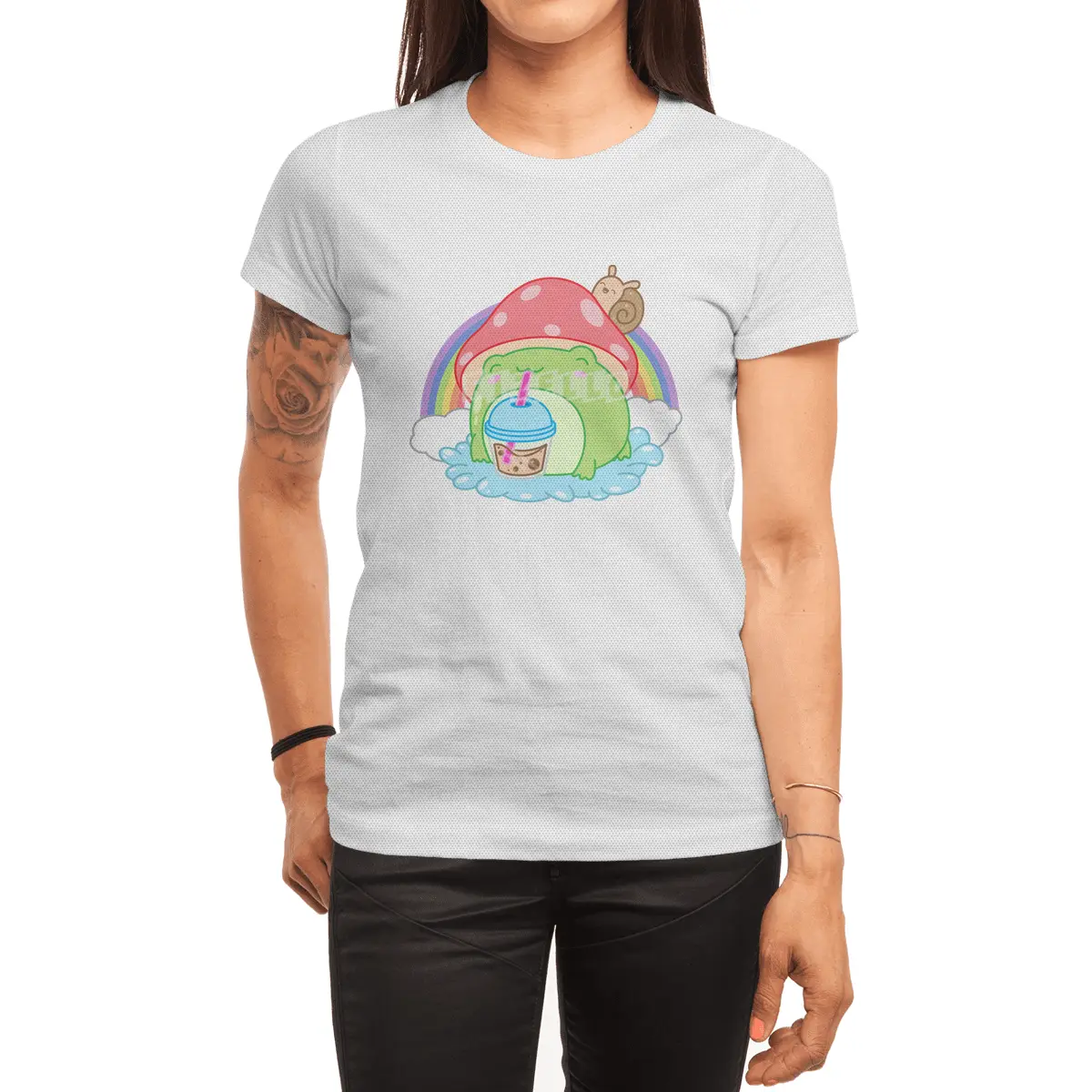 Frog Boba Bubble Tea Kawaii Anime Japanese Mushroom Snail Spor T-Shirt