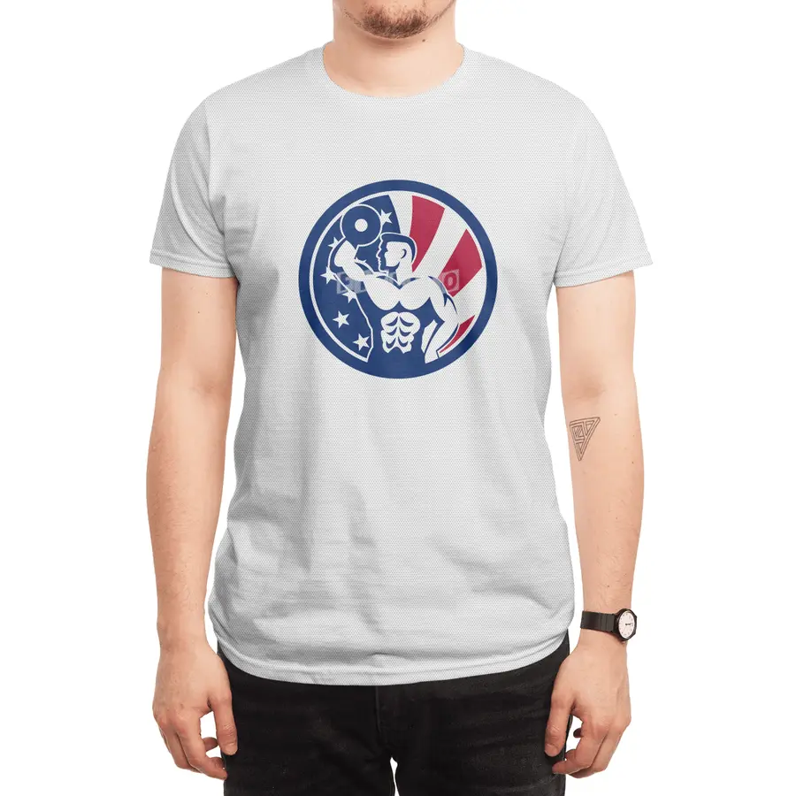 American Fitness Gym USA Flag Icon Spor T-Shirt