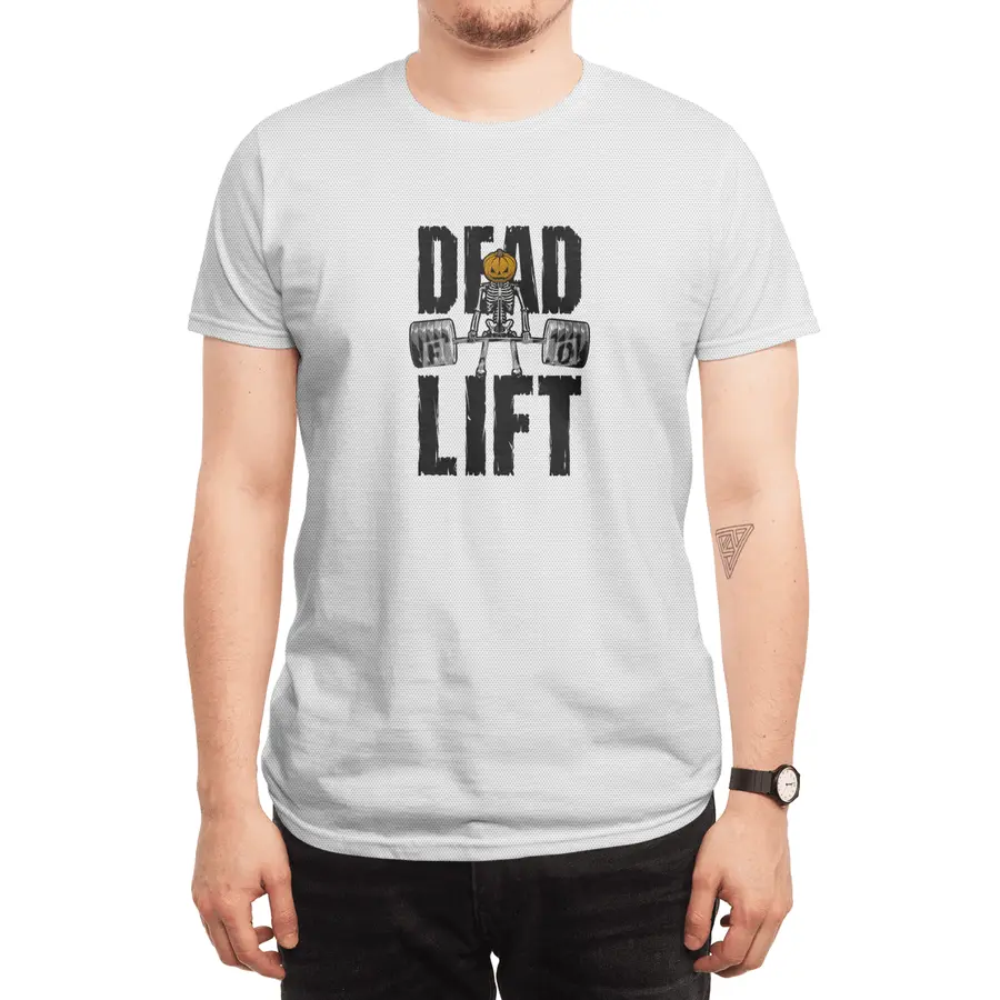 Halloween Gym Deadlift Skeleton Pumpkin Goth Fitness Workout Spor T-Shirt