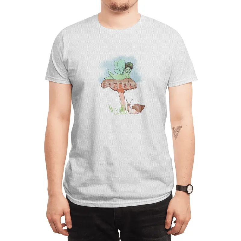 Fairie on Mushroom with Snail Friend Spor T-Shirt