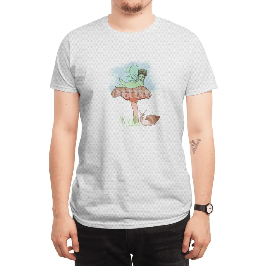 Fairie on Mushroom with Snail Friend Spor T-Shirt