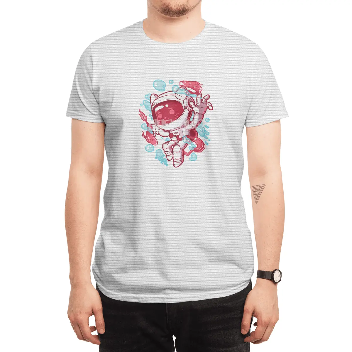 Cat in Koi Space Spor T-Shirt