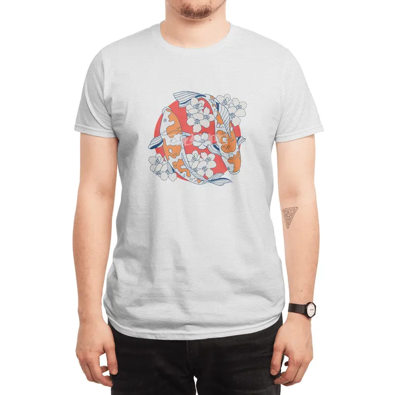 Colorful koi fish and flower Spor T-Shirt