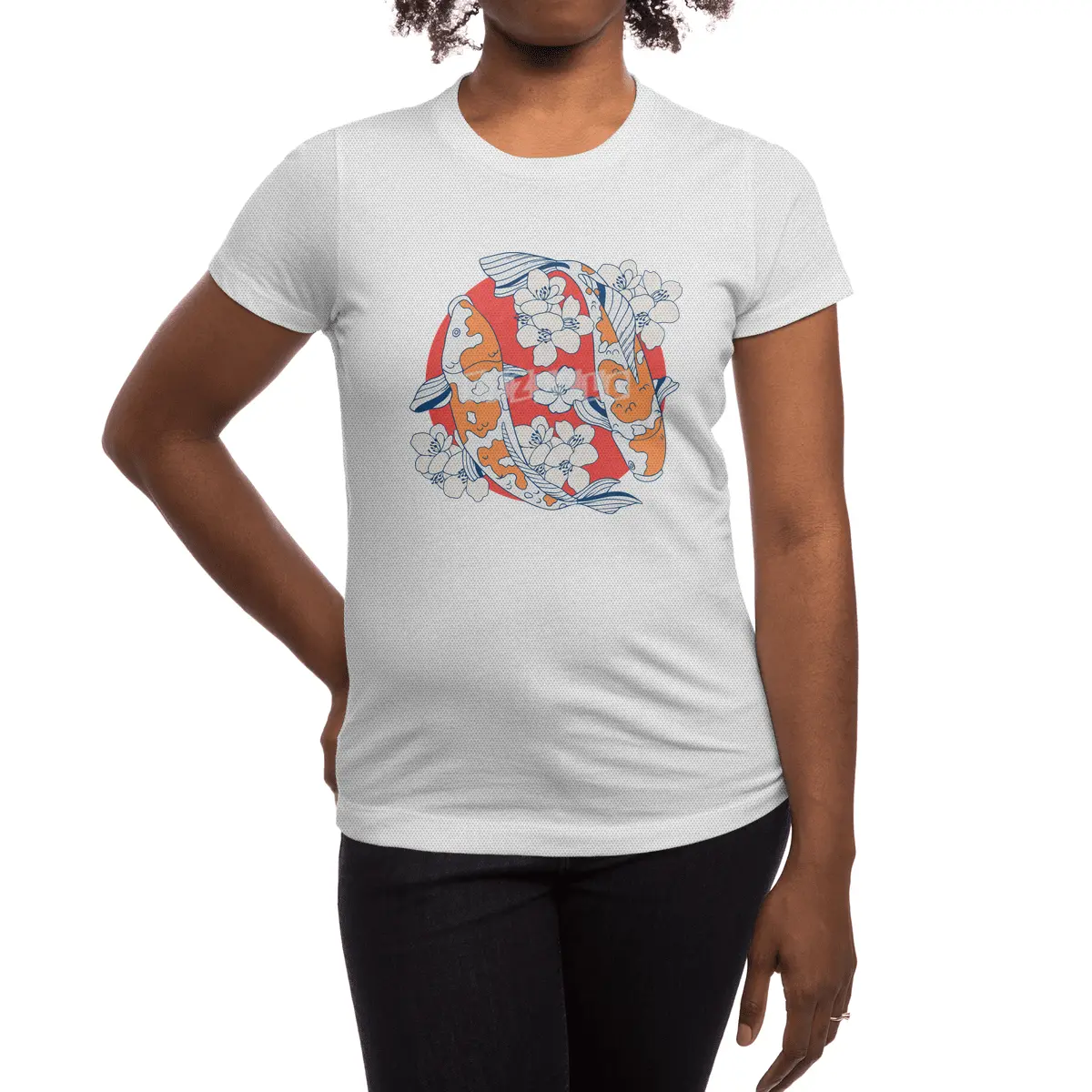 Colorful koi fish and flower Spor T-Shirt