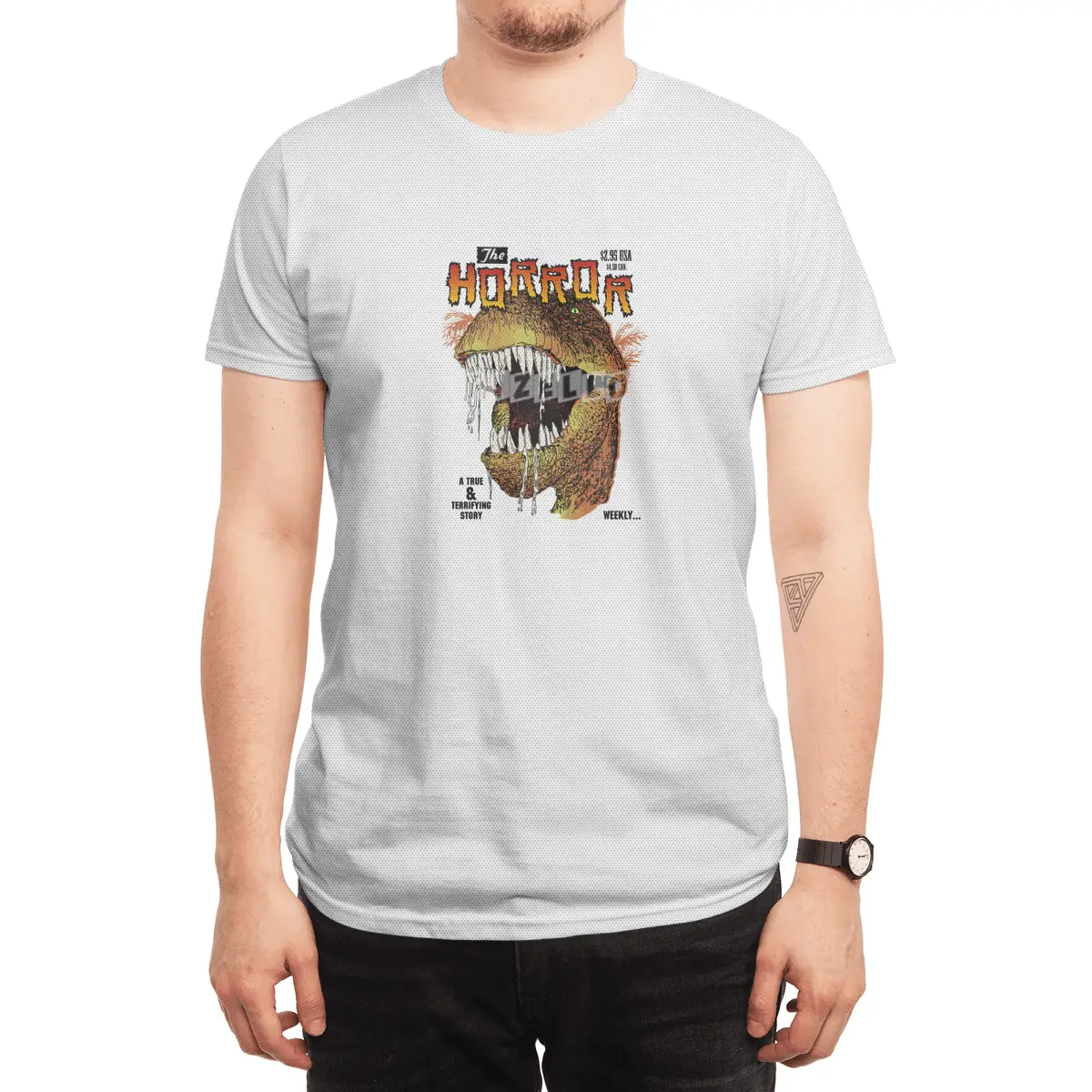 T-Rex Horror comic Spor T-Shirt