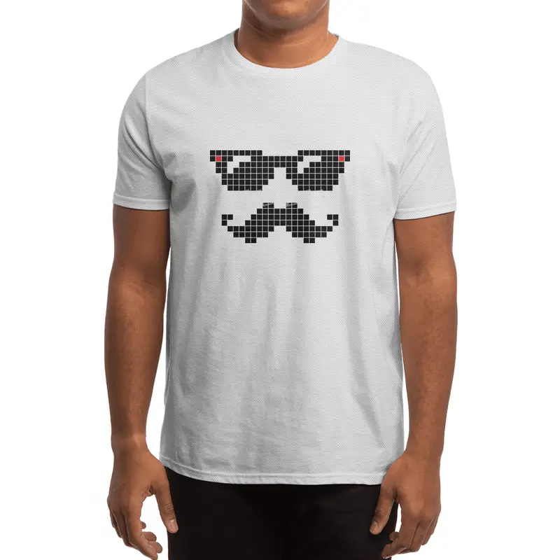 Pixelated hipster geek with sunglasses and mustache Spor T-Shirt