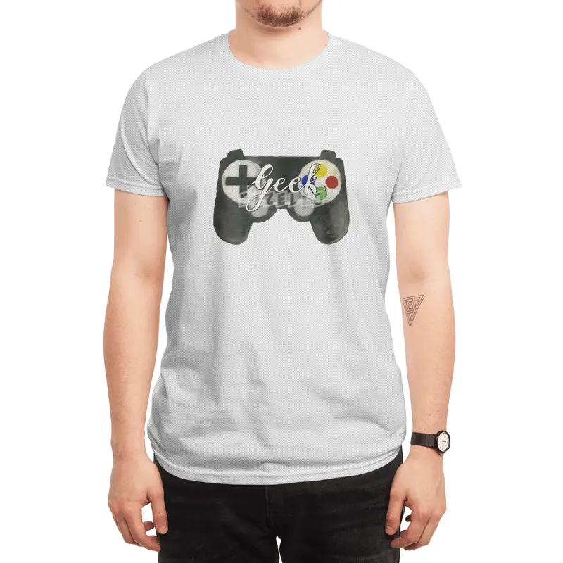 Hand Painted Watercolor Geek Game Controller Spor T-Shirt