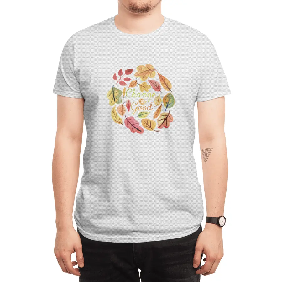 Change is Good Watercolor Autumn Leaves Spor T-Shirt