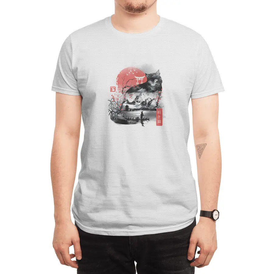 Watercolor Nature Cat Spor T-Shirt