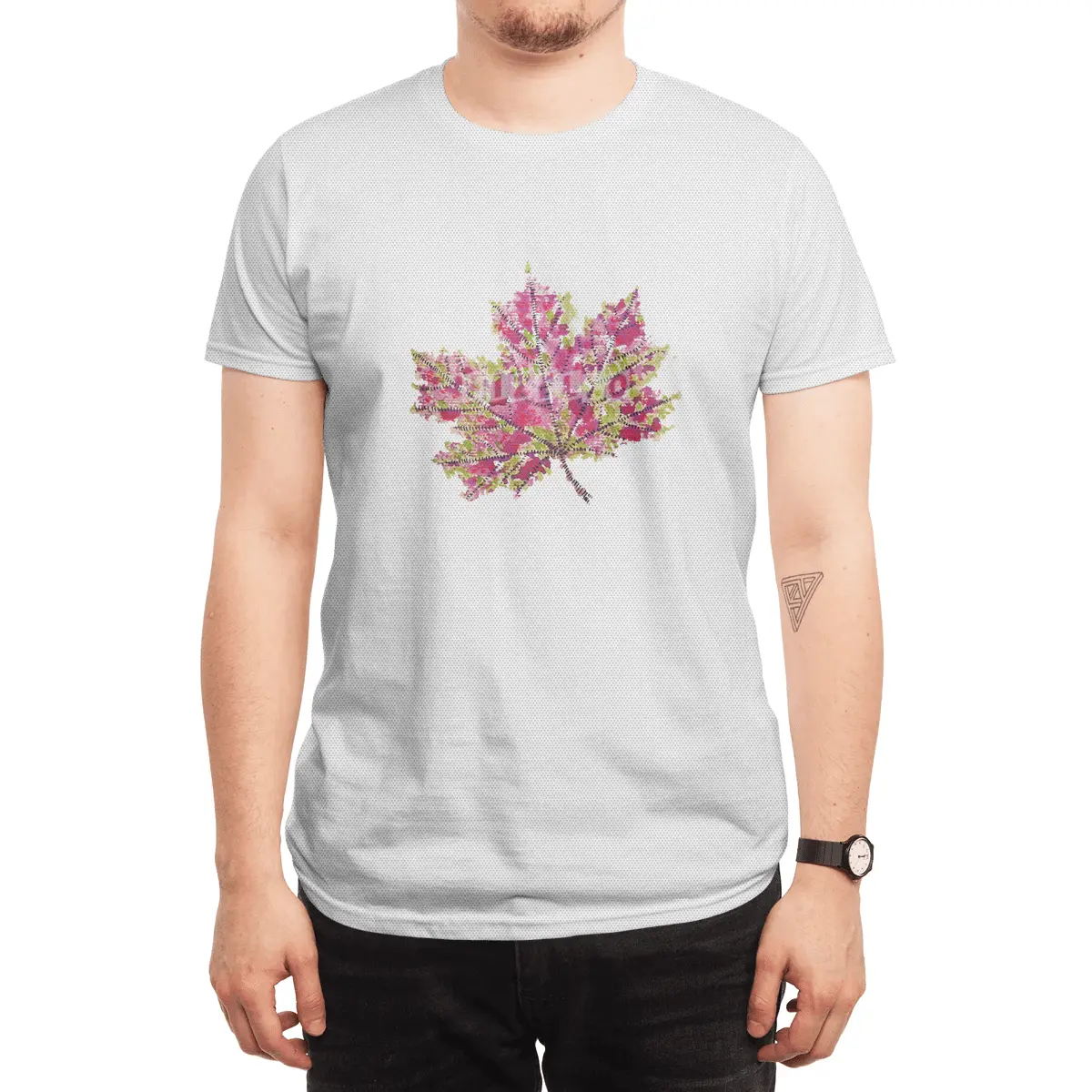 Abstract Colorful Watercolor Autumn Leaf Spor T-Shirt