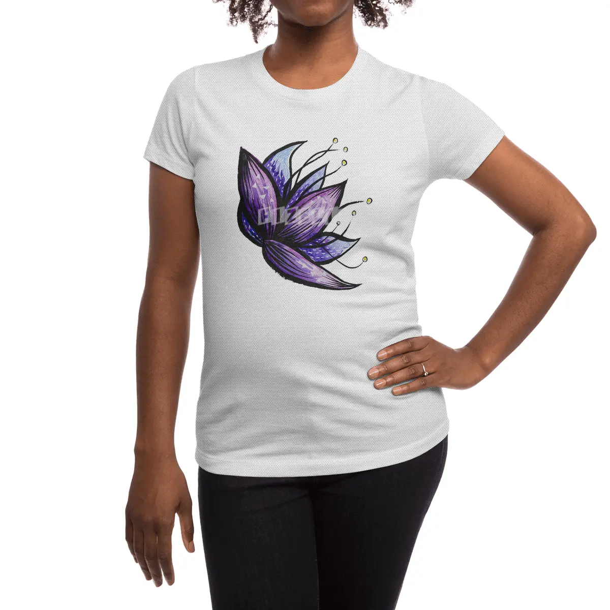 Abstract Flower Ink Watercolor Drawing Spor T-Shirt