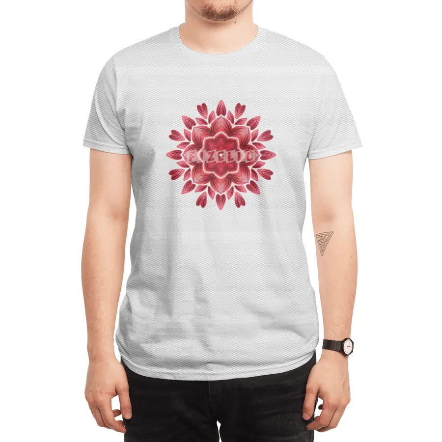 Abstract Watercolor Rose Petal Floral Mandala Spor T-Shirt