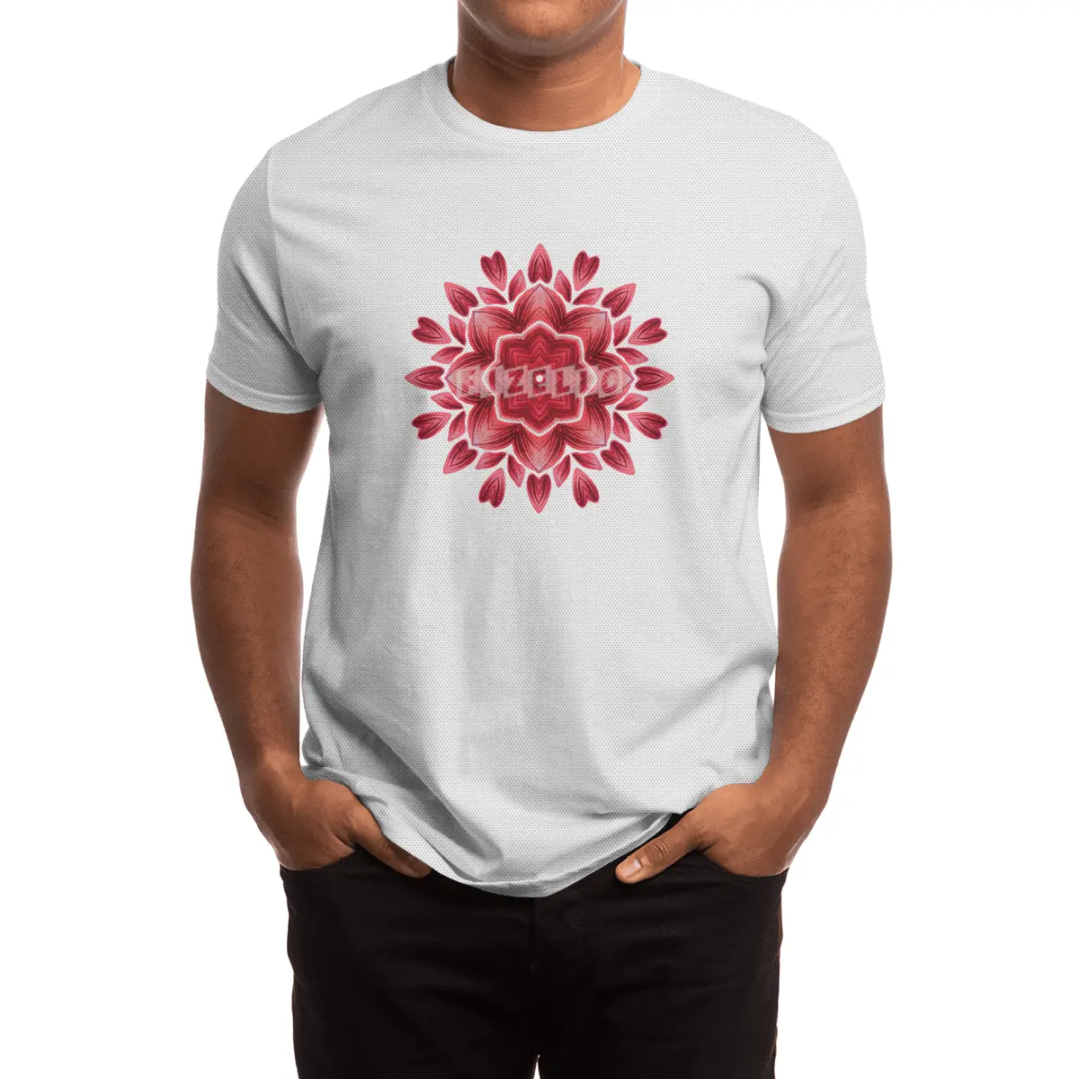 Abstract Watercolor Rose Petal Floral Mandala Spor T-Shirt