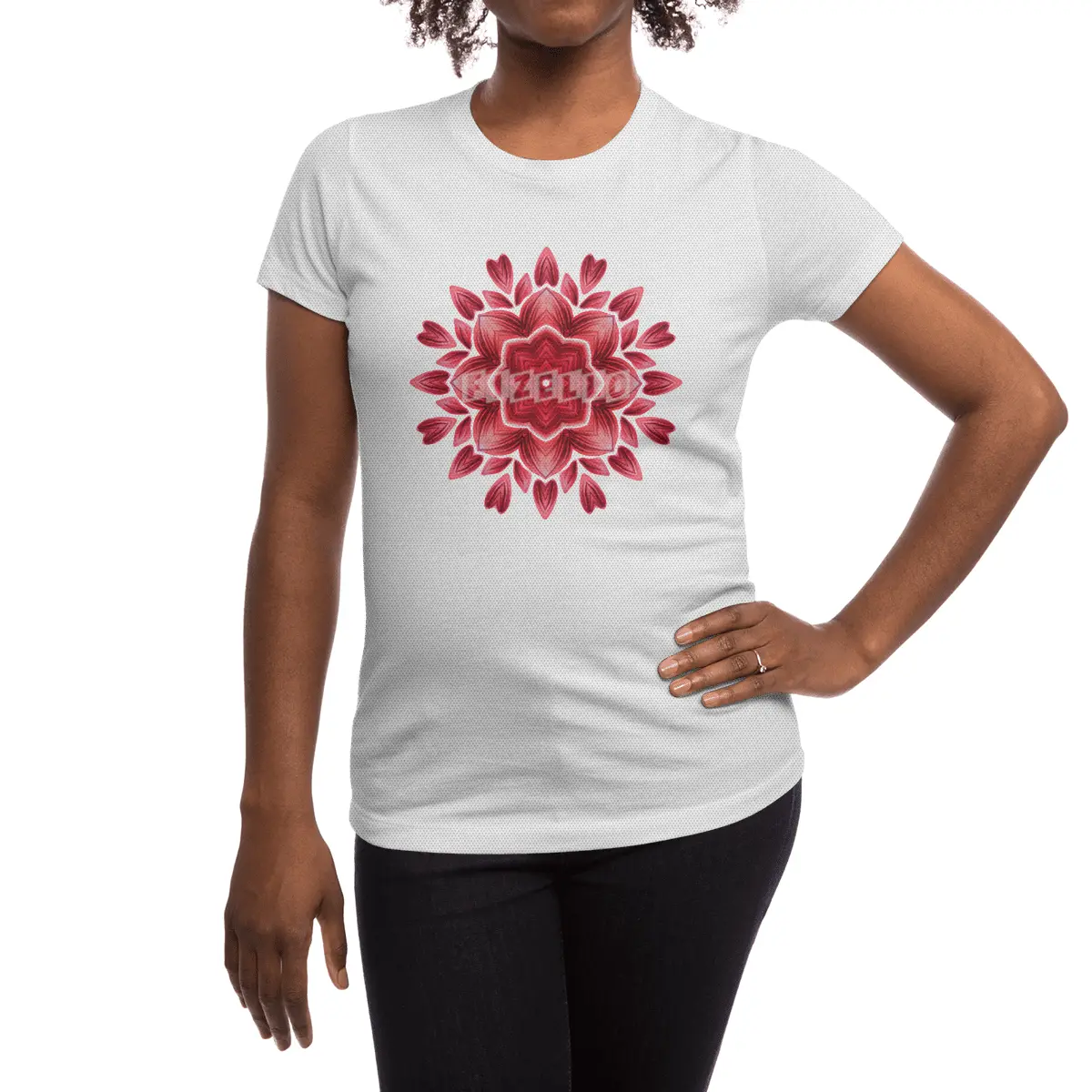Abstract Watercolor Rose Petal Floral Mandala Spor T-Shirt