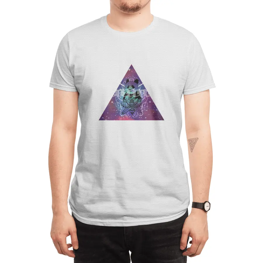 Black Panda in watercolor space background Spor T-Shirt