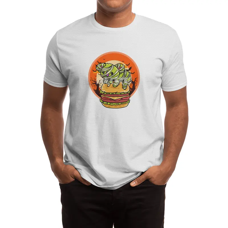 Cute Spooky Halloween Mummy T-Rex with Burger Spor T-Shirt