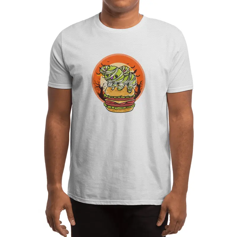 Cute Spooky Halloween Mummy T-Rex with Burger Spor T-Shirt