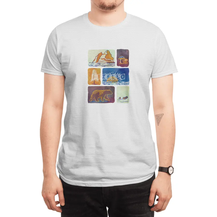 Nature Scenes in Watercolor Style Spor T-Shirt