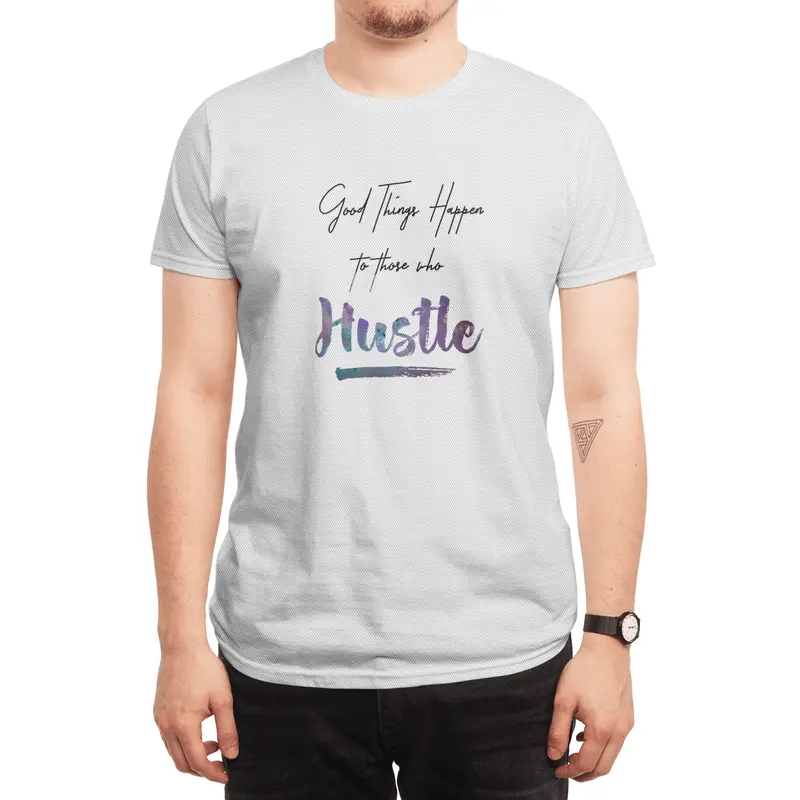 Hustle Watercolor Brush Lettering Inspirational Quote Wall Art Spor T-Shirt