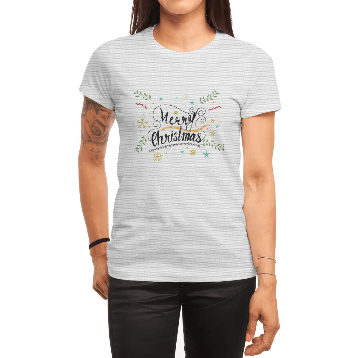 Merry Christmas Hand Lettering Artwork Spor T-Shirt
