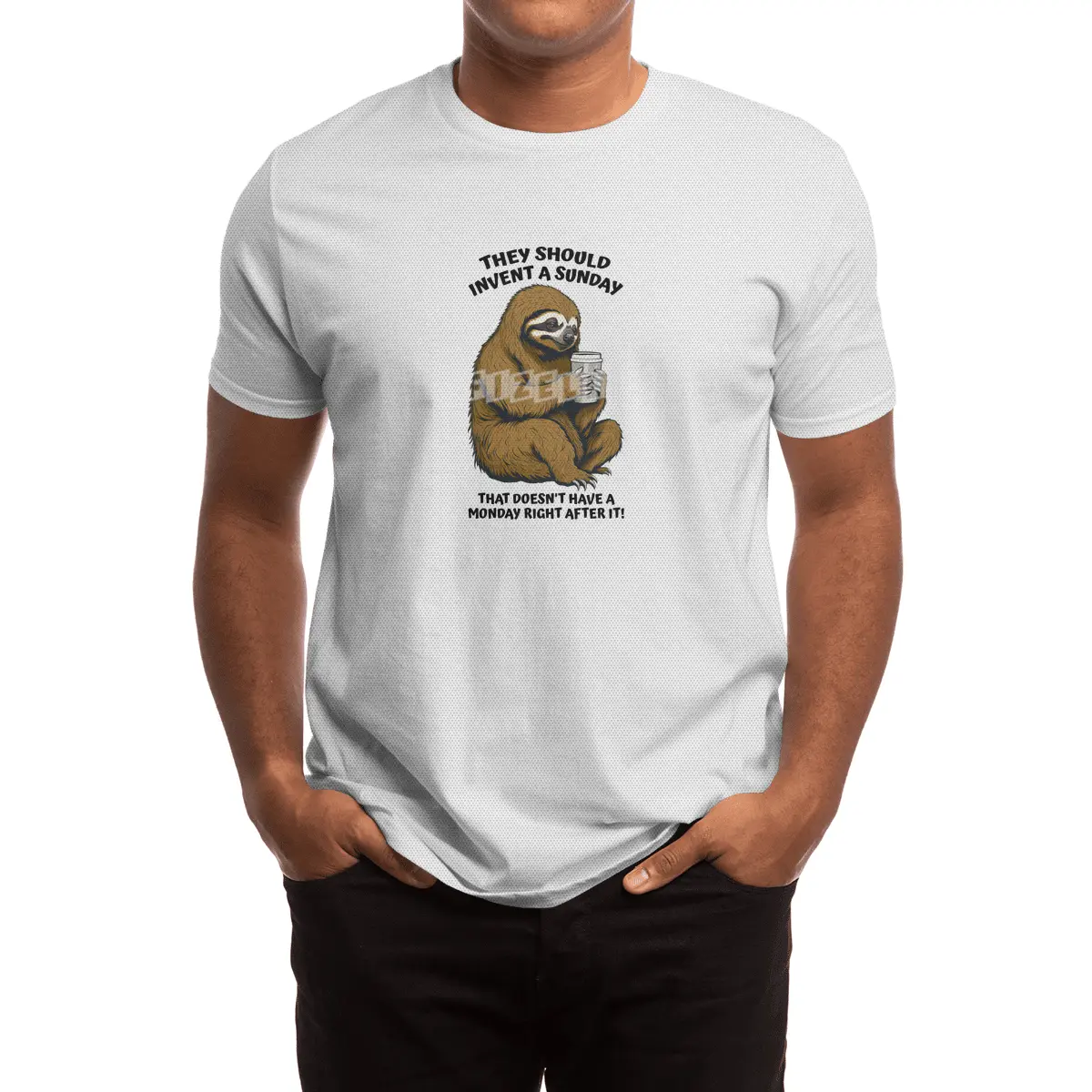 Funny Lazy Sloth Monday After Sunday Coffee Lover Spor T-Shirt