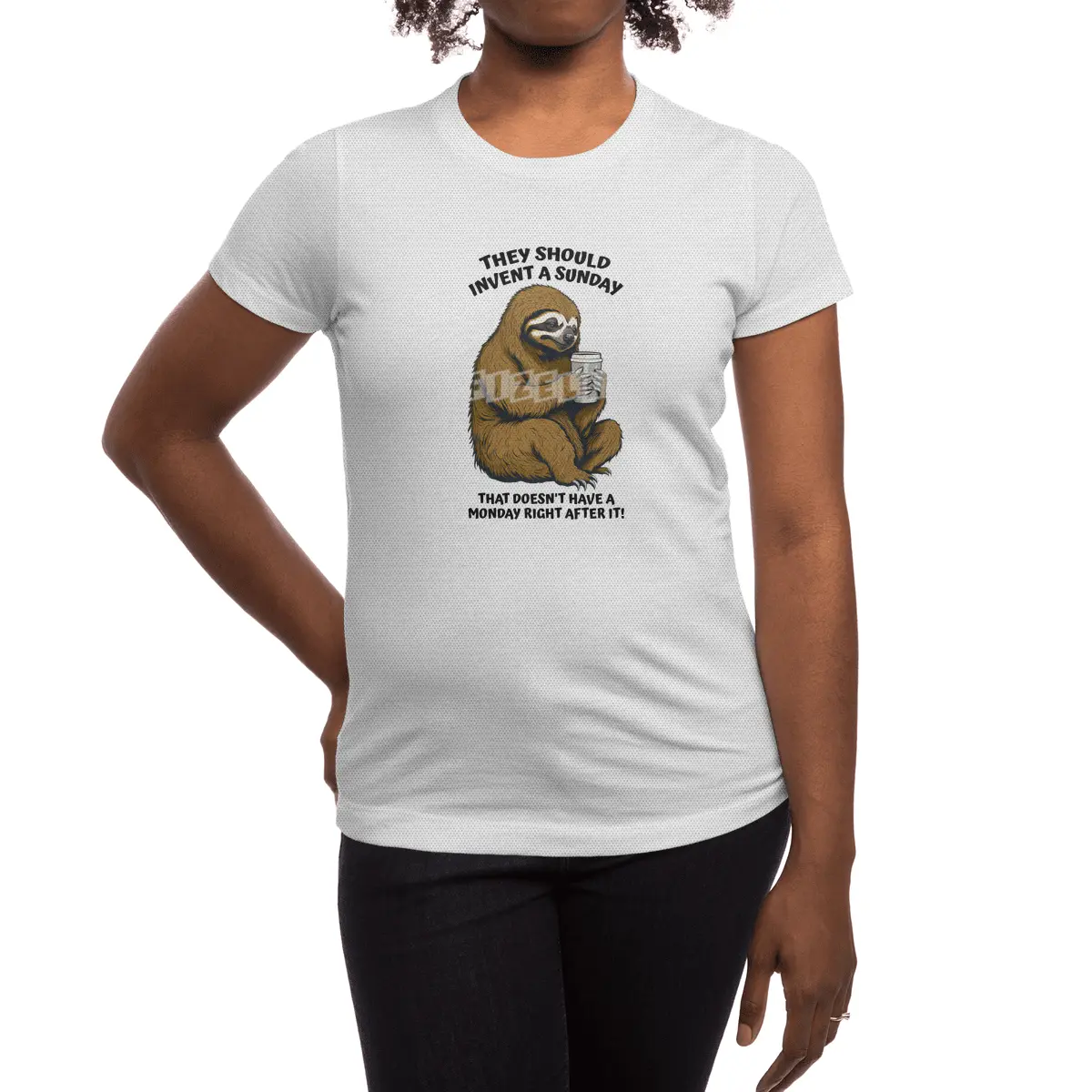 Funny Lazy Sloth Monday After Sunday Coffee Lover Spor T-Shirt